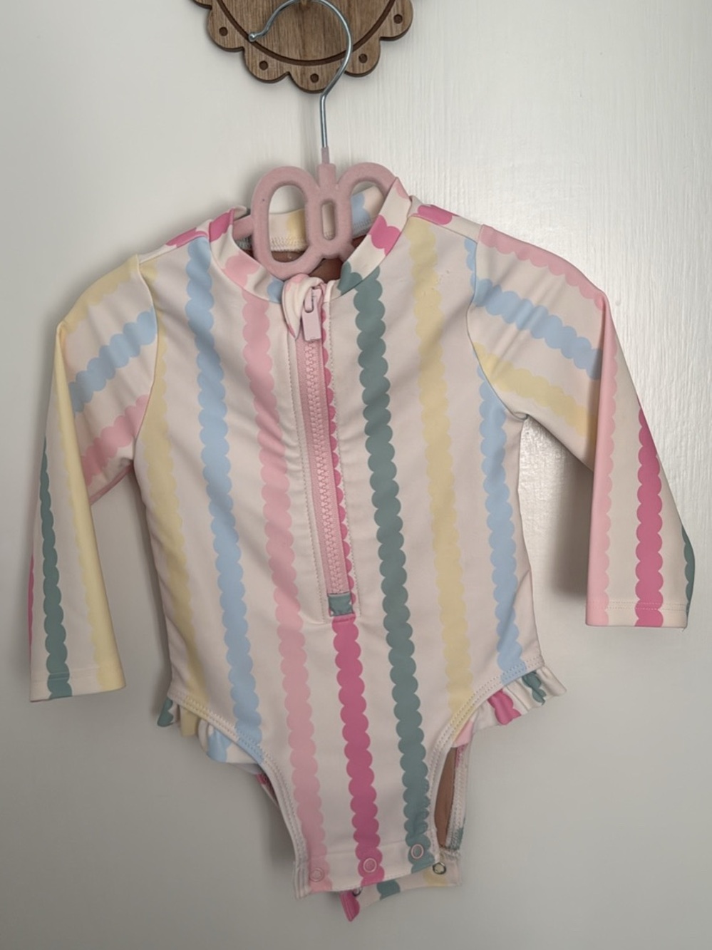 Old Navy Pastel Striped Long-Sleeve One-Piece Bodysuit